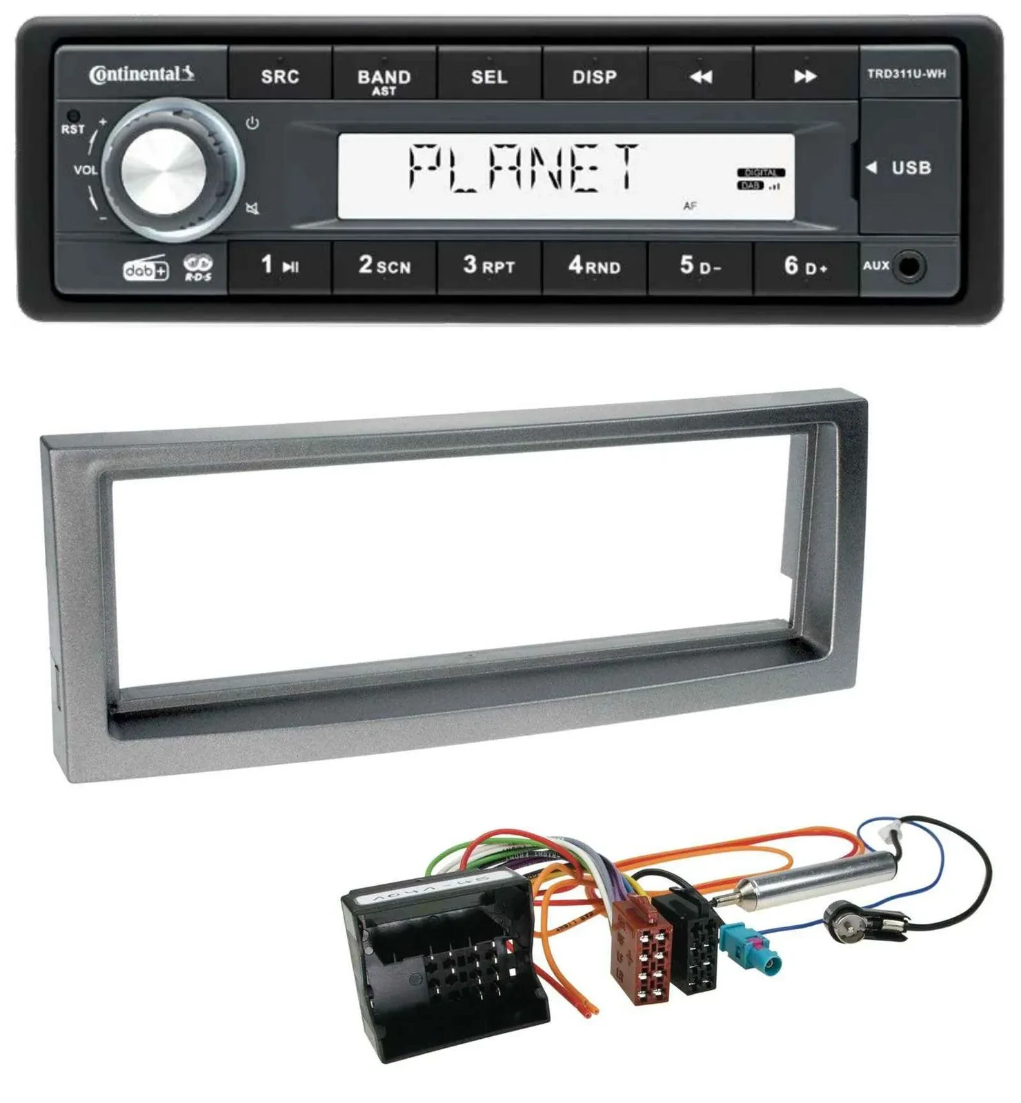 Continental MP3 AUX USB DAB 1DIN Autoradio für Citroen C5 Peugeot 407 ab 04 grau
