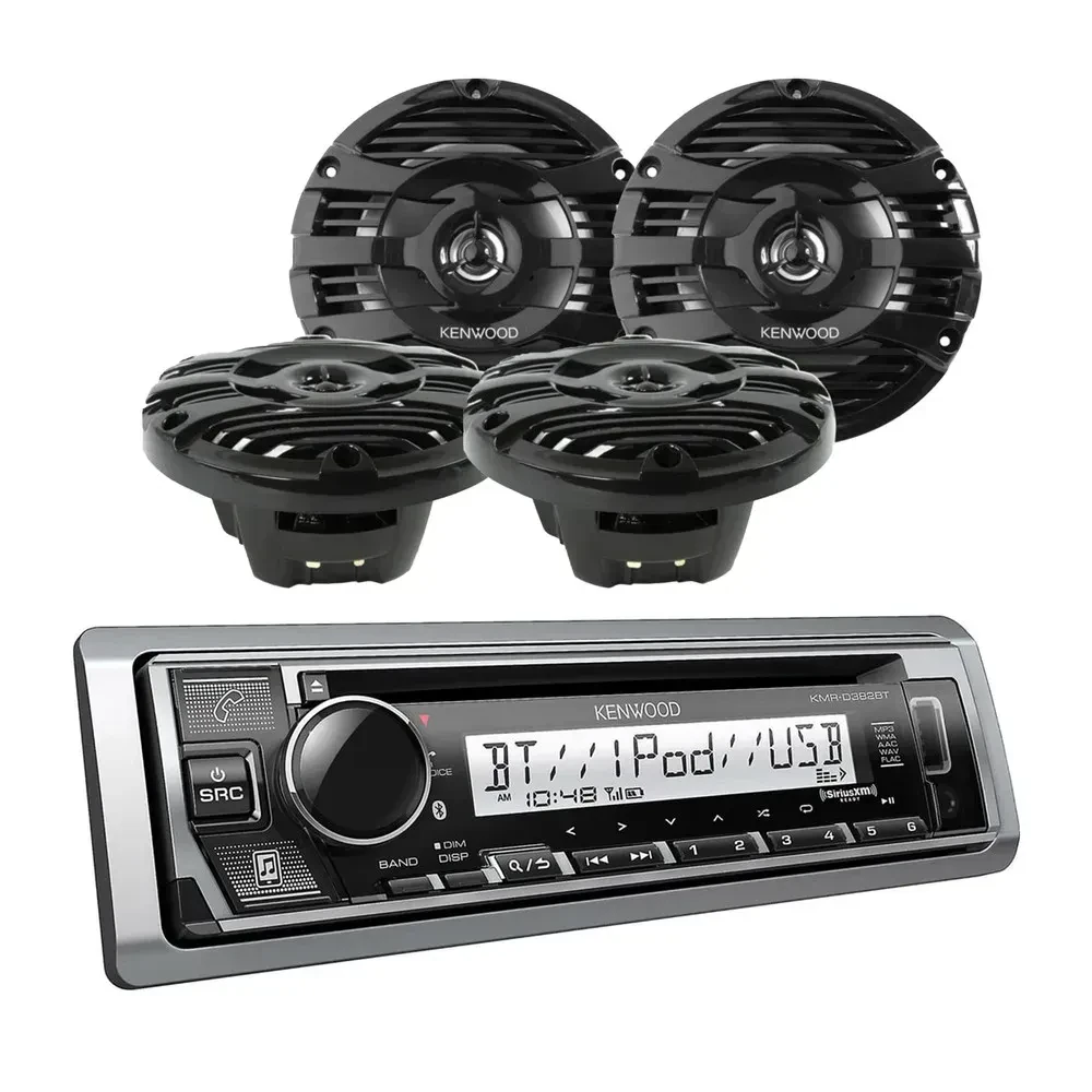 Автомагнитола для морских судов Kenwood KMR-D382BT + KFC-1653MRB CD 6.5" коаксиальные динамики (набор)