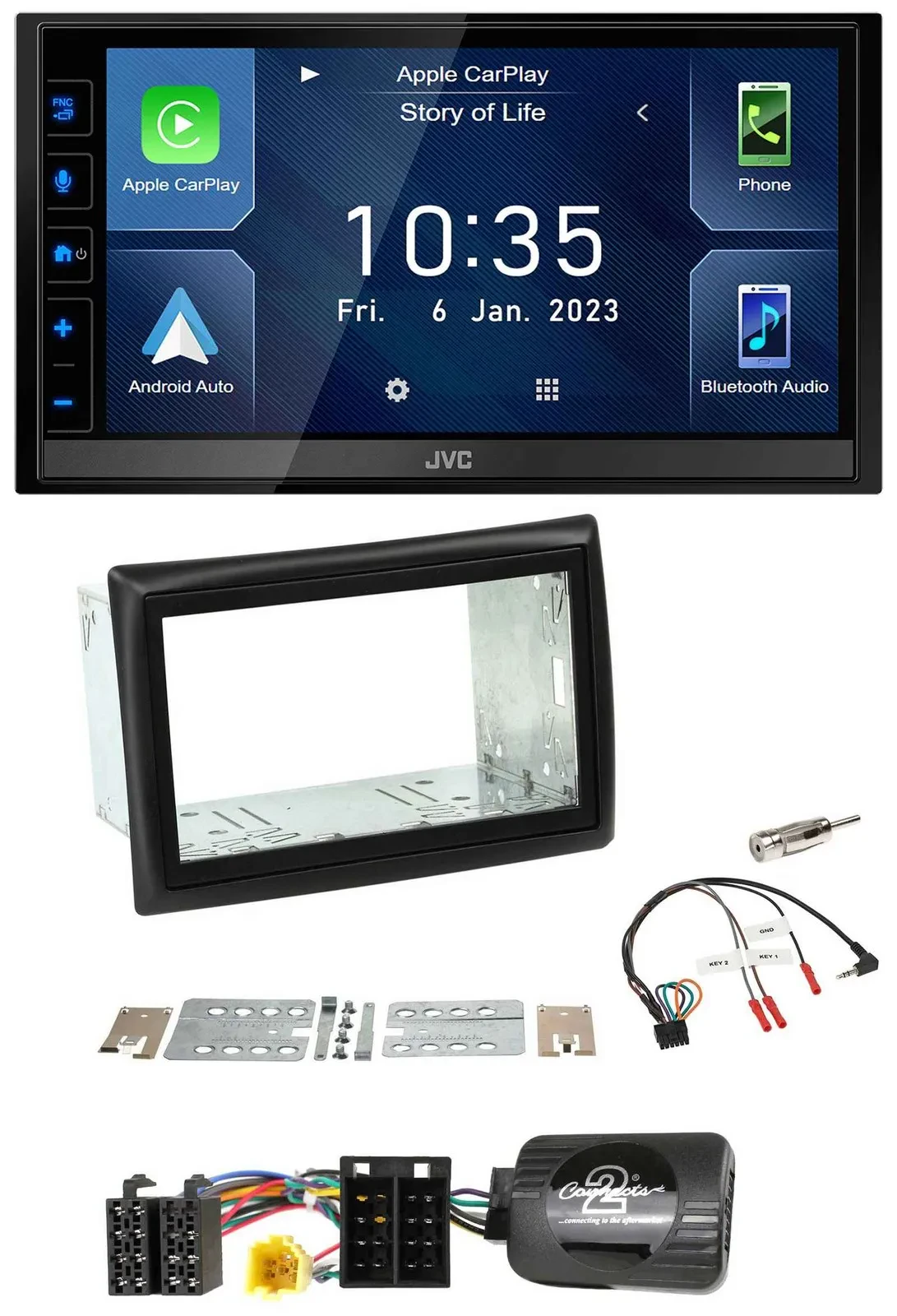 JVC DAB Bluetooth Lenkrad USB 2DIN Autoradio für Renault Megane II 2005-2008