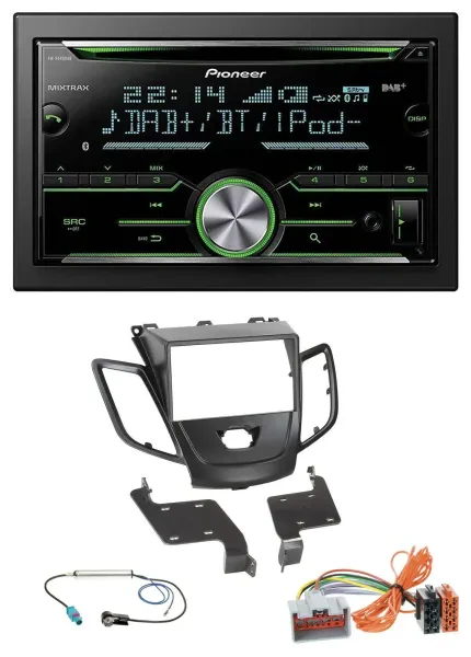Pioneer Bluetooth MP3 DAB 2DIN USB CD Autoradio für Ford Fiesta 08-10 schwarz