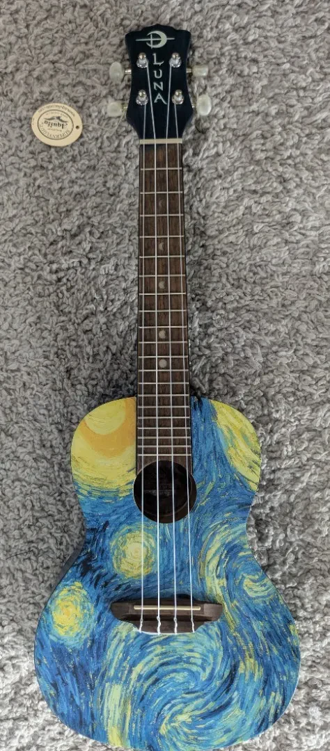 Luna Guitars Luna UKE STR C Concert Size Starry Night Design Acoustic Ukulele