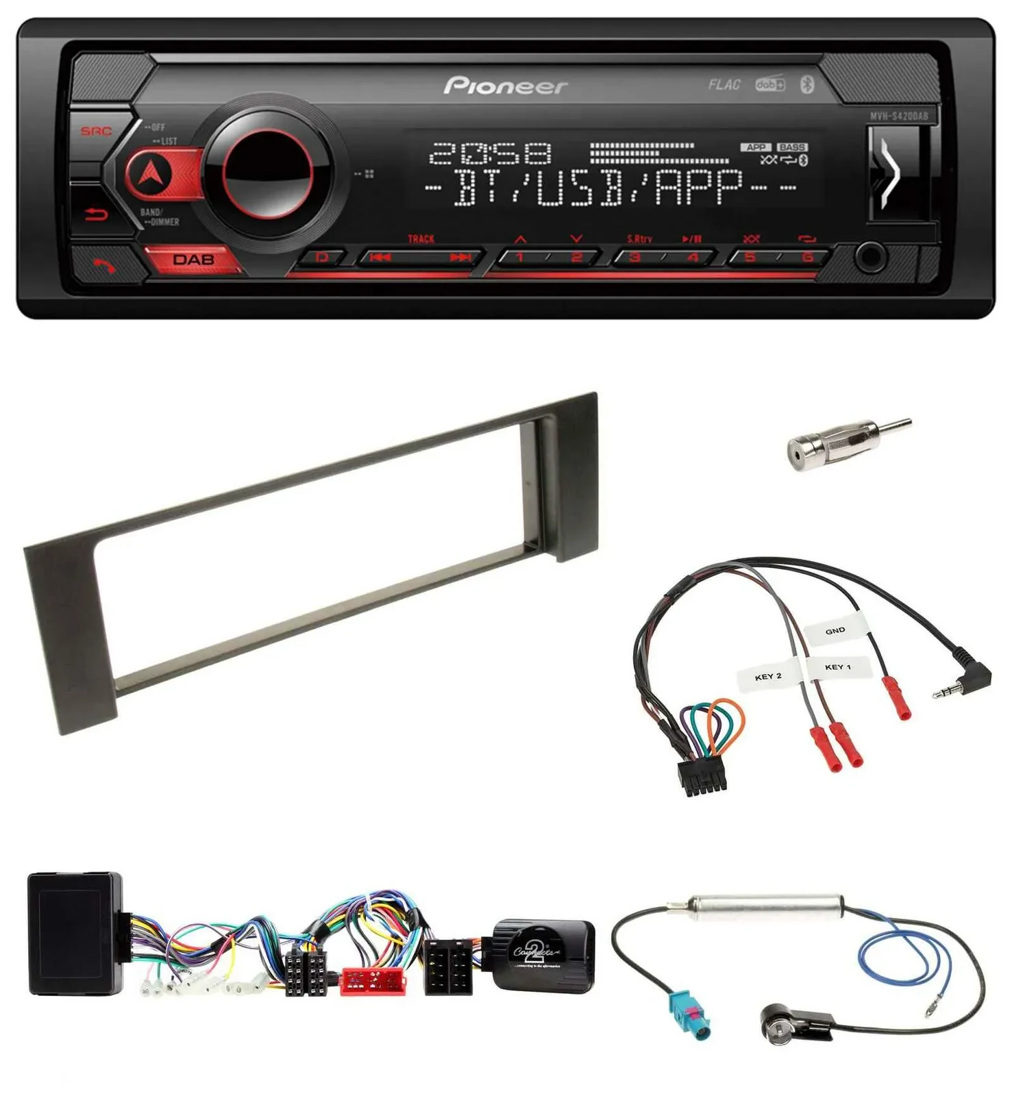 Pioneer Lenkrad USB DAB Bluetooth Autoradio für Audi A4 B6 00-04 Bose Vollaktivs