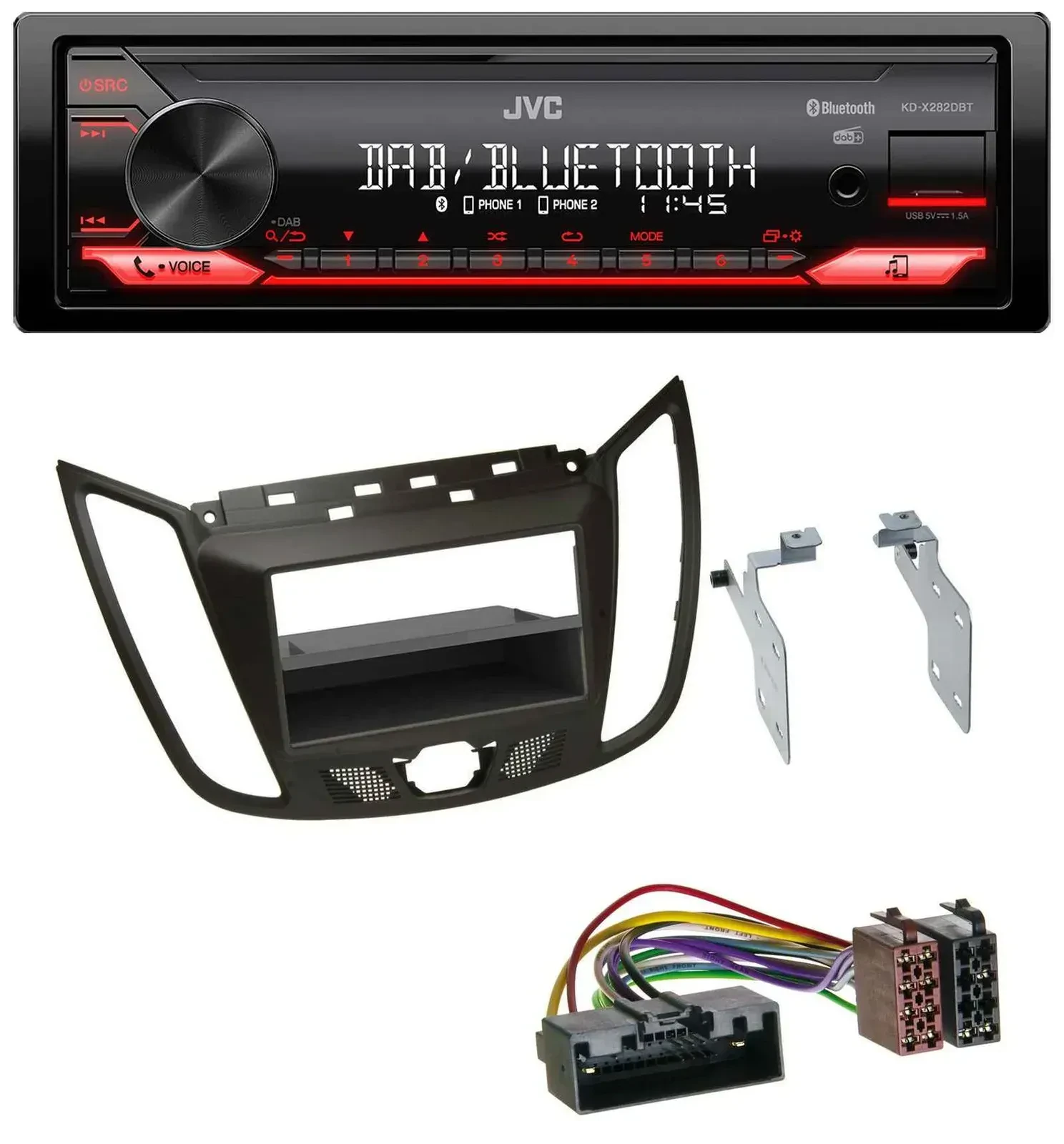 Автомагнитола для Ford C-Max/Kuga JVC Bluetooth USB DAB MP3 темно-коричневая