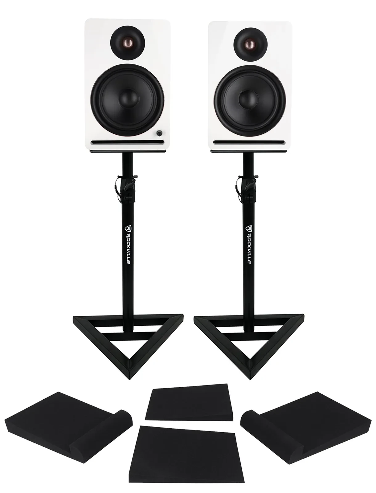 Активные студийные мониторы Rockville APM8W v2 8" USB, Bluetooth (набор, пара) со стойками