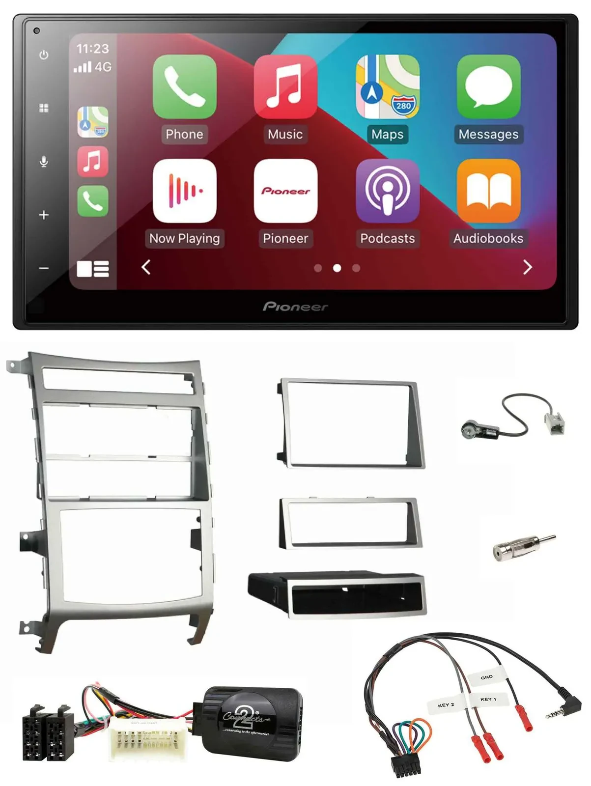 Pioneer USB Lenkrad DAB 2DIN Bluetooth Autoradio für Hyundai IX55 2009-2012 silb