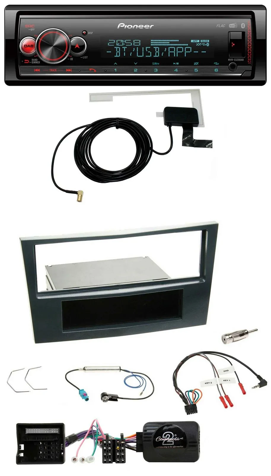 Автомагнитола Pioneer для Opel Corsa D 2006–2008, Bluetooth, DAB, USB, чёрная