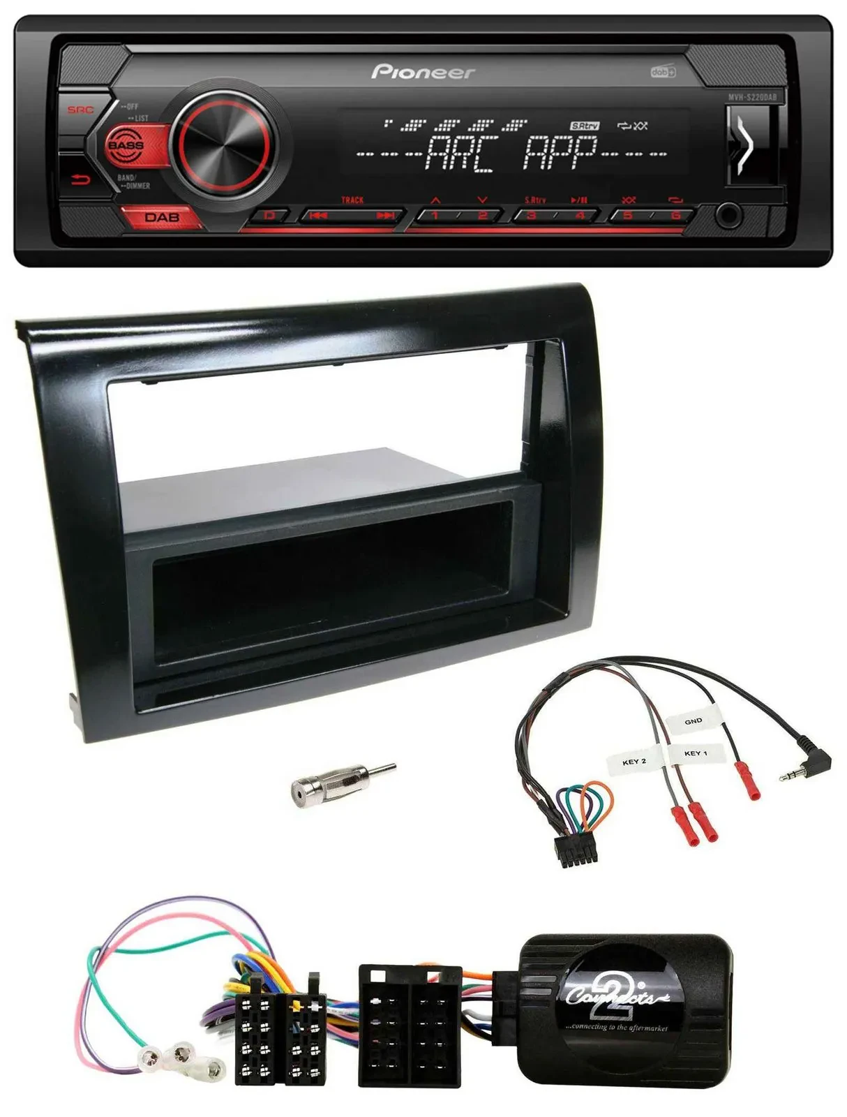 Автомагнитола для Fiat Bravo 2007–2014 Pioneer 1-DIN, DAB, MP3, USB, поддержка управления с руля