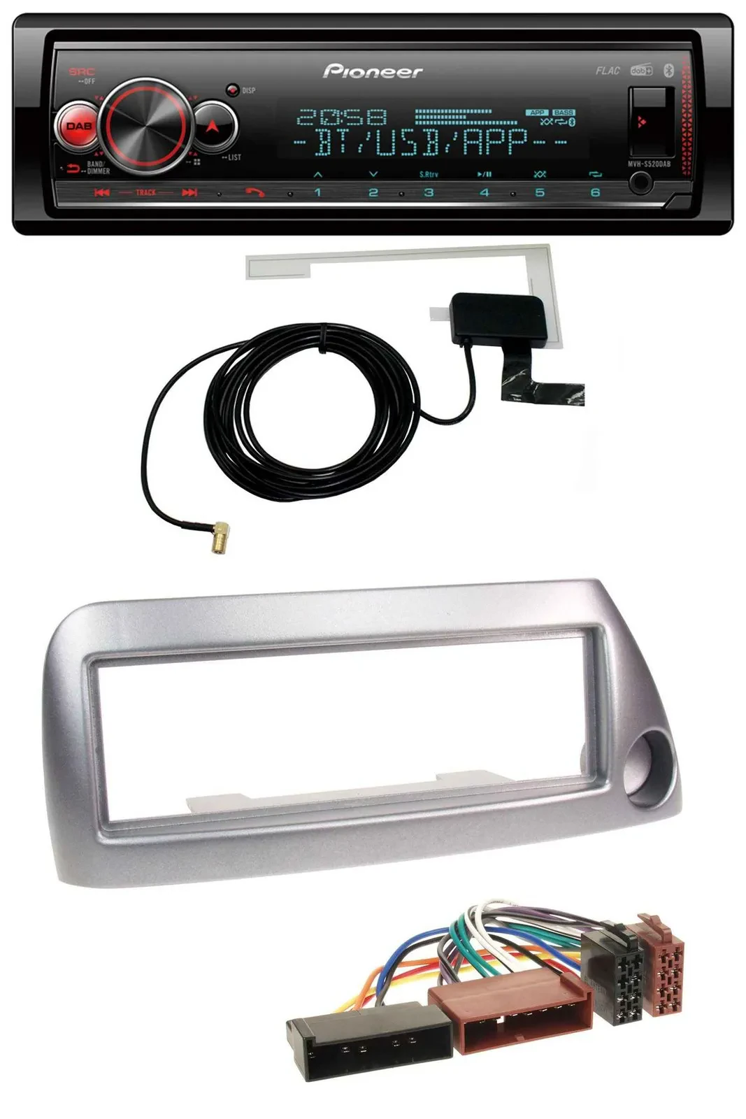 Автомагнитола Pioneer Bluetooth DAB USB MP3 для Ford Ka (до 2008) серебристый металлик