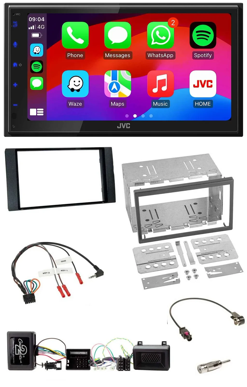 JVC Bluetooth USB Lenkrad 2DIN DAB Autoradio für Ford Kuga 2008-12 schwarz