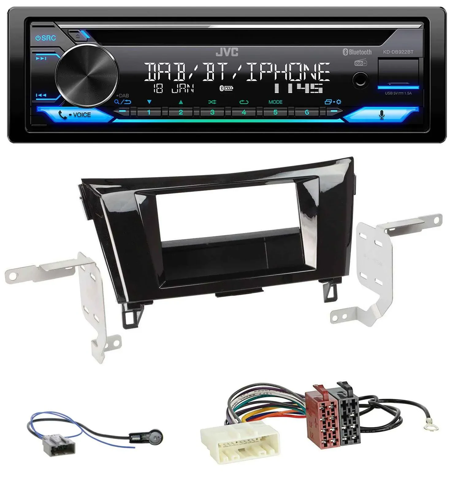 JVC Bluetooth MP3 USB DAB CD Autoradio für Nissan Qashqai X-Trail ab 2014