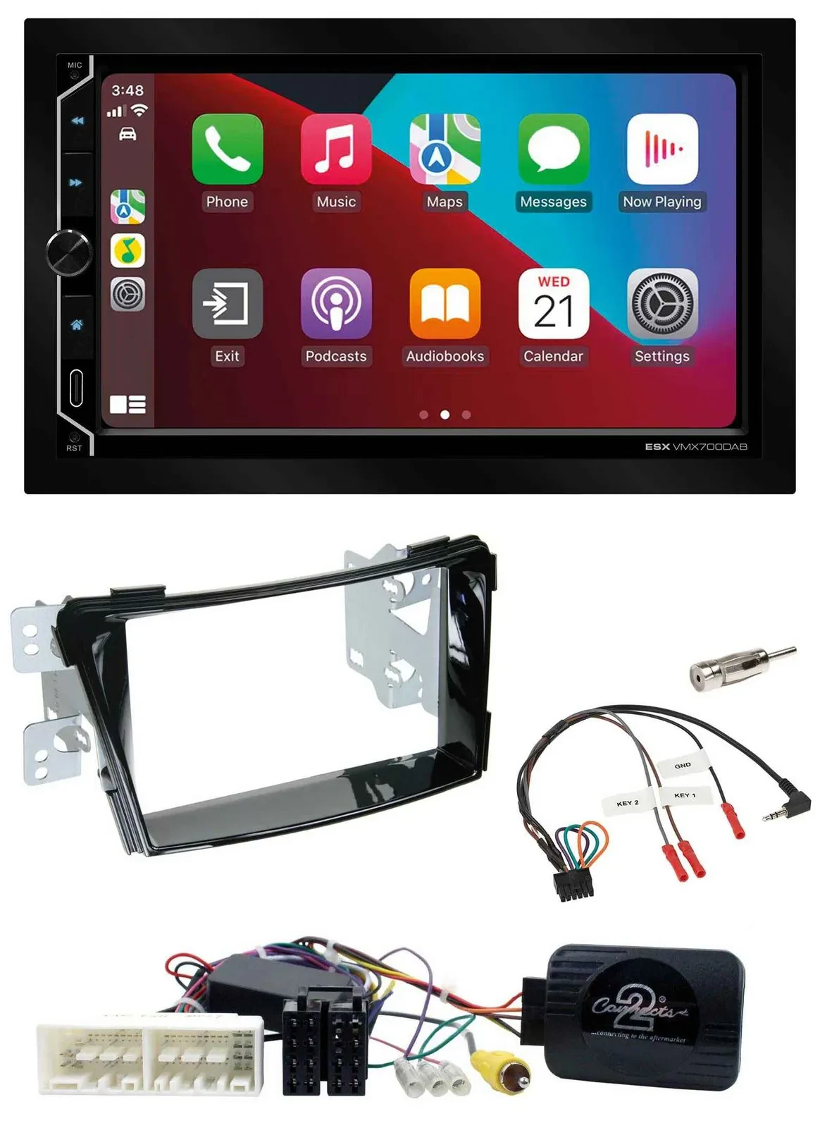 ESX 2DIN DAB USB Lenkrad Bluetooth Autoradio für Hyundai i40 ab 16 VF Klavierlac