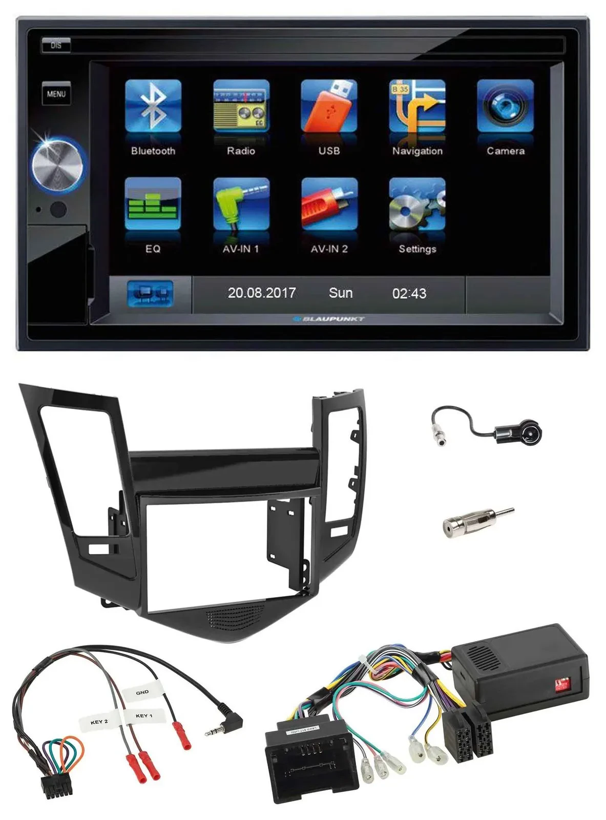 Blaupunkt Lenkrad USB Bluetooth TMC 2DIN Navigation für Chevrolet Cruze 05/2009-