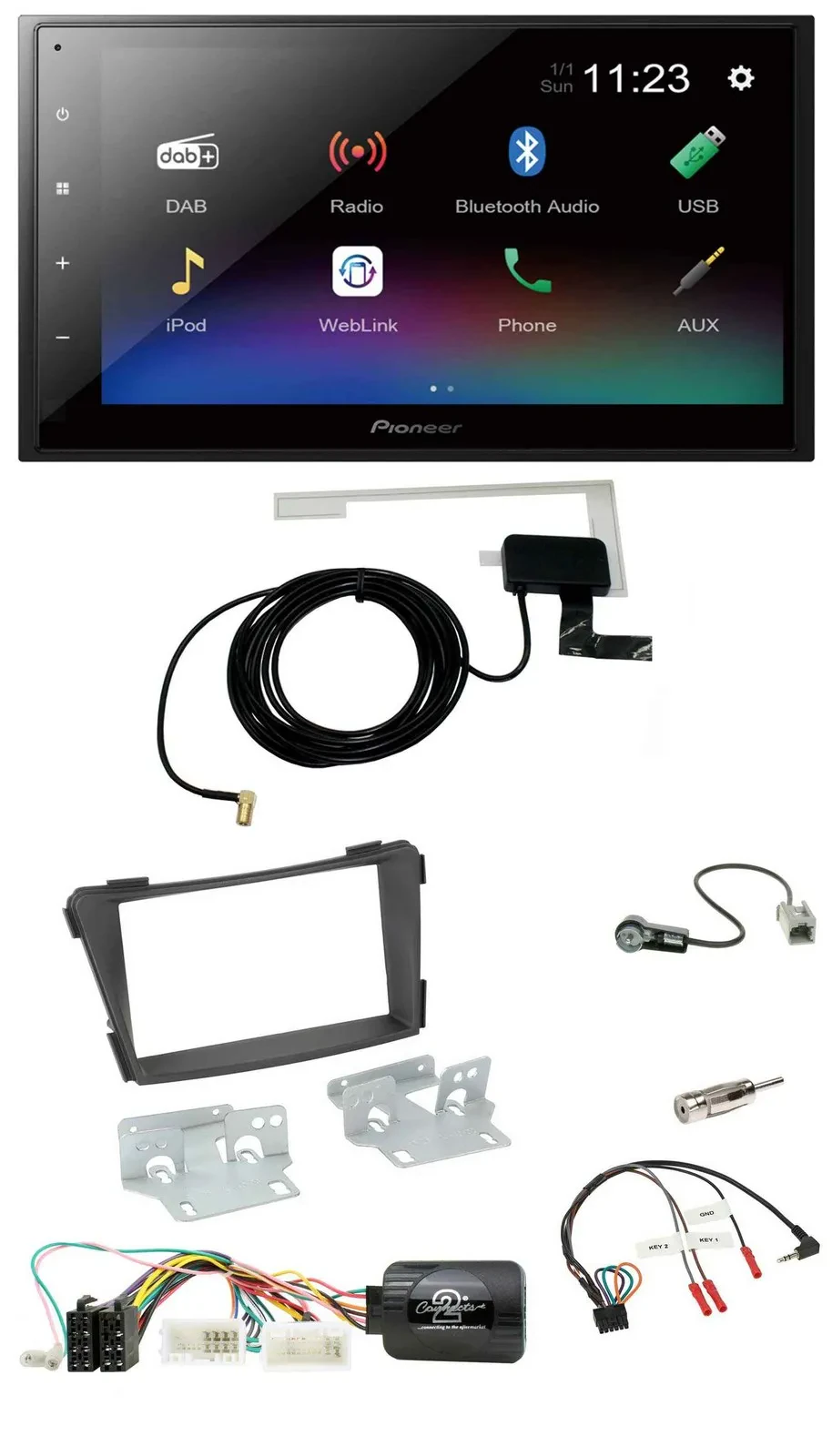 Pioneer DAB Lenkrad Bluetooth 2DIN USB Autoradio für Hyundai i40 VF ab 2011 schw