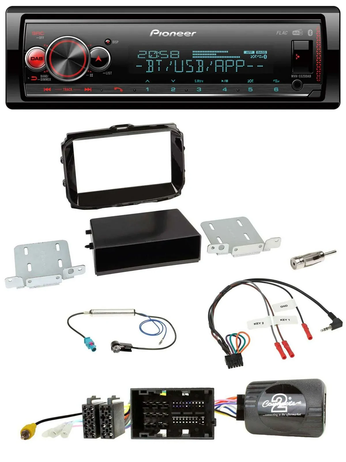Автомагнитола Pioneer Bluetooth, USB, DAB, для Alfa Romeo Giulietta (2013–2021), черный (piano black), поддержка управления на руле