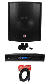 Rockville SBG1188 18" Pro DJ PA Subwoofer Sub+5000w 2-Channel Amplifier+Cable