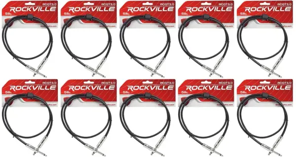 Патч-кабель инструментальный Rockville RCGT3.0B Black 0.9 м (10 штук)