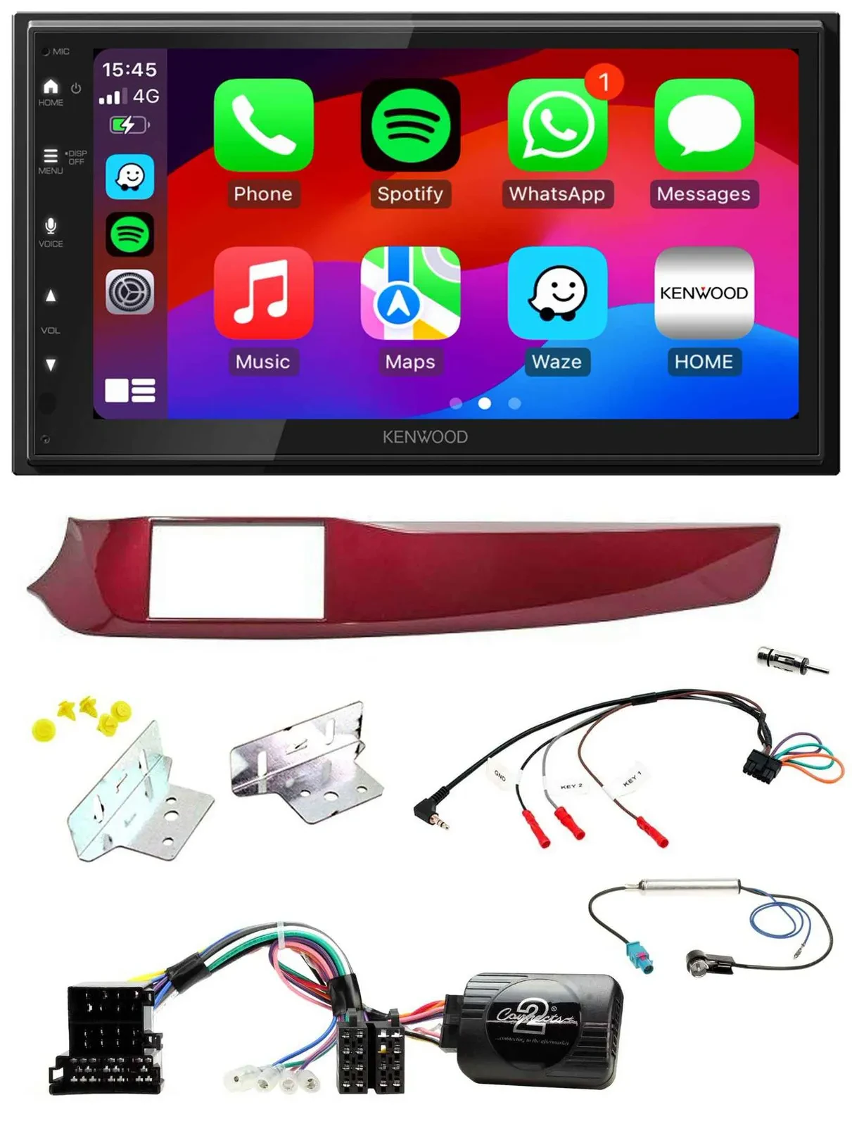 Kenwood Lenkrad USB DAB 2DIN Bluetooth Autoradio für Alfa Giulietta rot 940 2010