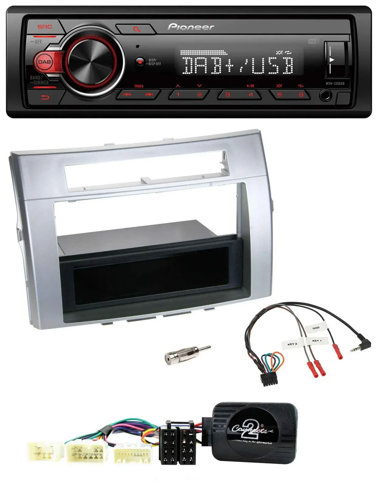Автомагнитола Pioneer 1 DIN, DAB, USB, поддержка кнопок на руле, для Toyota Corolla Verso (2004–2007)