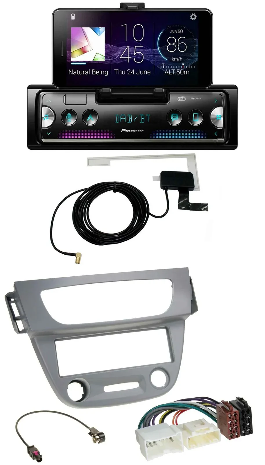 Автомагнитола Pioneer DAB, Bluetooth, MP3, USB для Renault Megane 3 (2012–2014), серый
