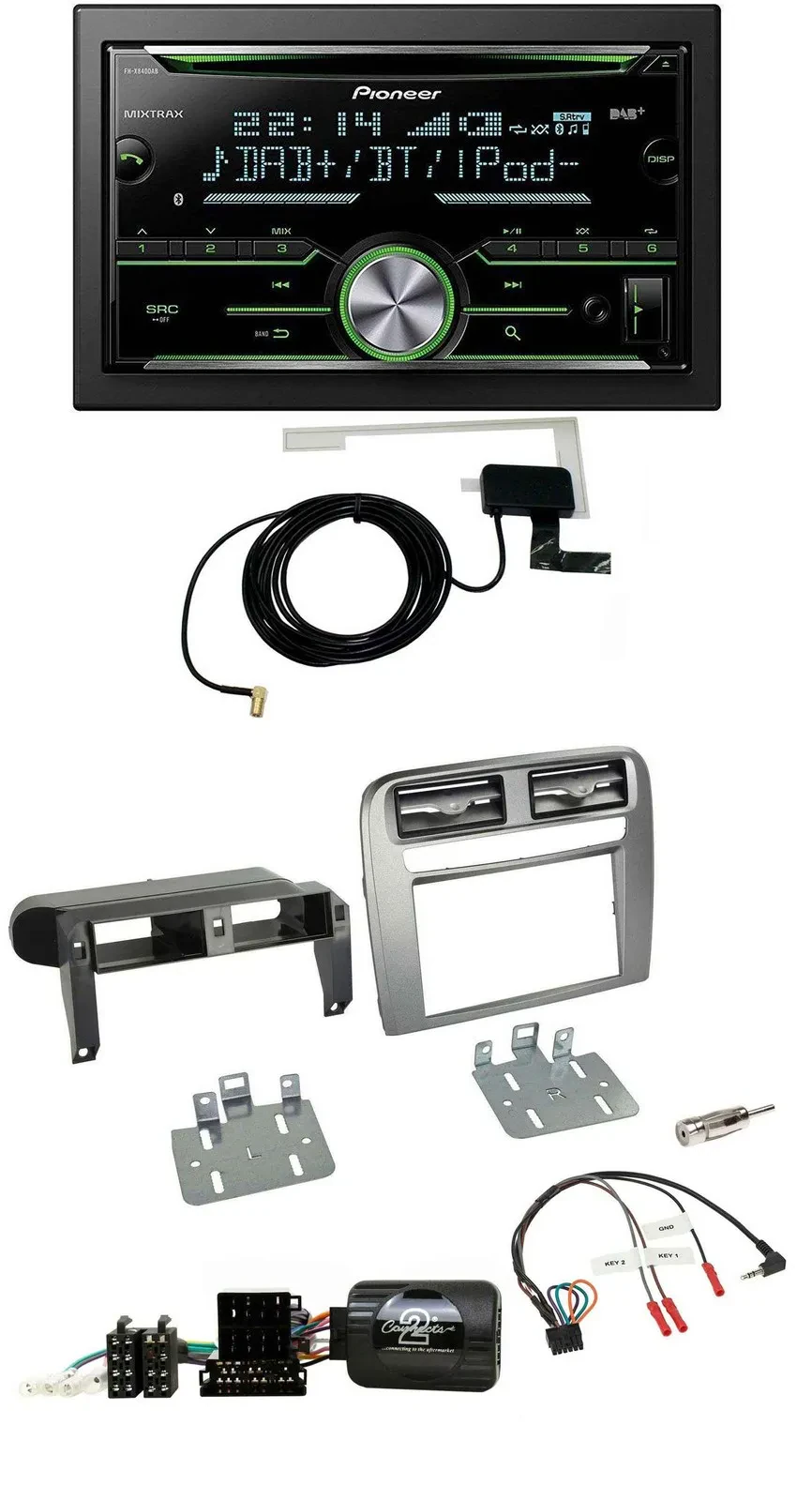 Pioneer CD USB Lenkrad Bluetooth 2DIN DAB Autoradio für Fiat Grande Punto anthra