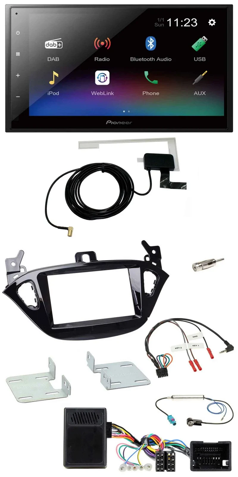 Pioneer DAB Lenkrad Bluetooth 2DIN USB Autoradio für Opel Adam ab 2013 Corsa E