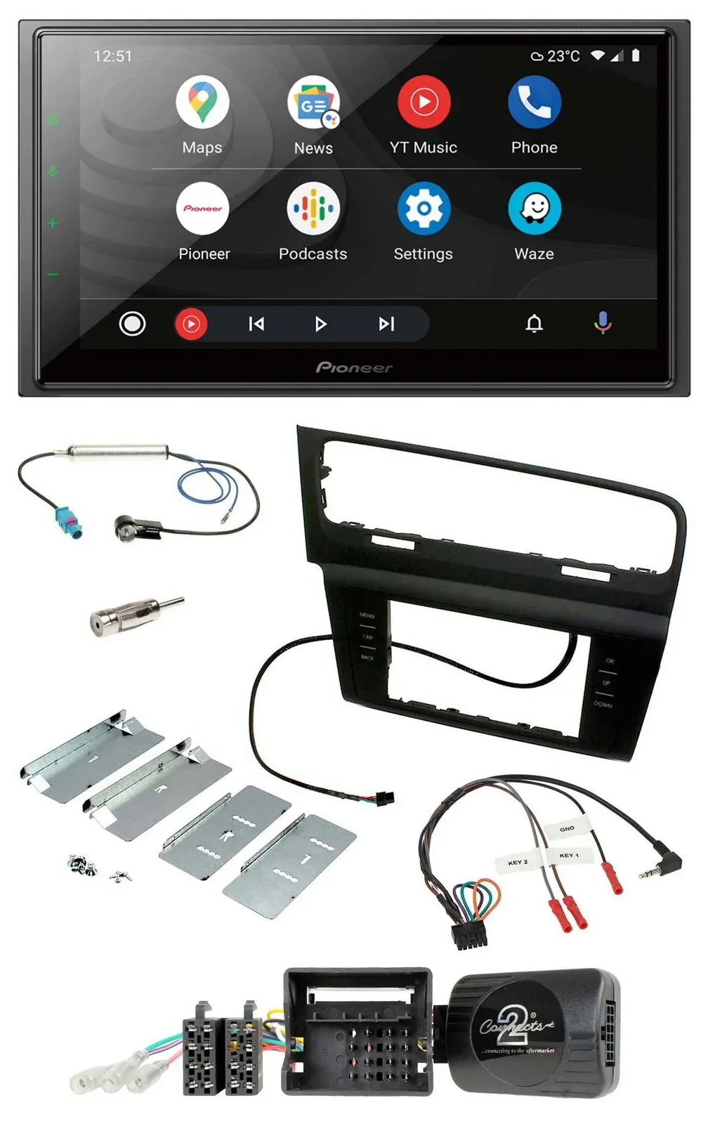 Pioneer USB 2DIN DAB Lenkrad Bluetooth Autoradio für VW Golf VII ab 2012