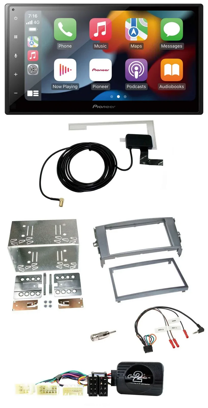 Автомагнитола для Toyota Auris 2007–2011 Pioneer 2DIN, USB, Bluetooth, DAB, поддержка управления с руля, антрацит