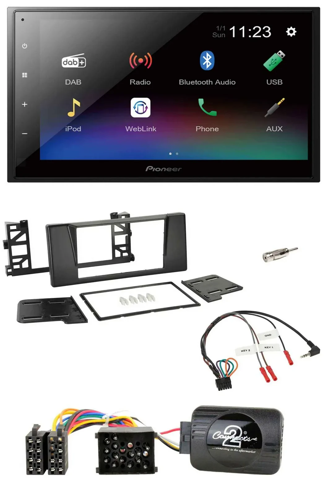 Pioneer USB Bluetooth DAB 2DIN Lenkrad Autoradio für BMW 5er E39 96-04 Aktivsyst