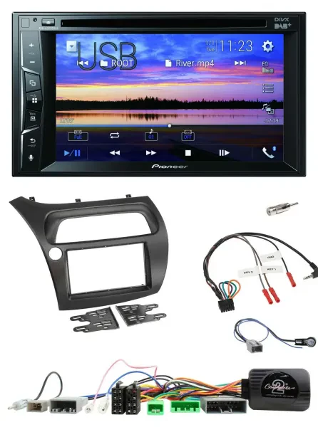 Pioneer Bluetooth 2DIN USB DVD DAB Lenkrad Autoradio für Honda Civic 2006-2012