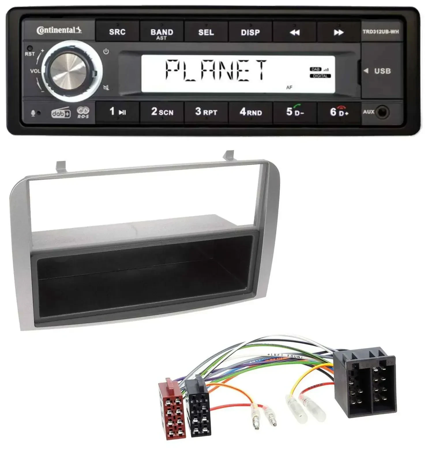 Continental USB 1DIN AUX DAB MP3 Autoradio für Alfa Romeo 147 GT silber Ablagefa