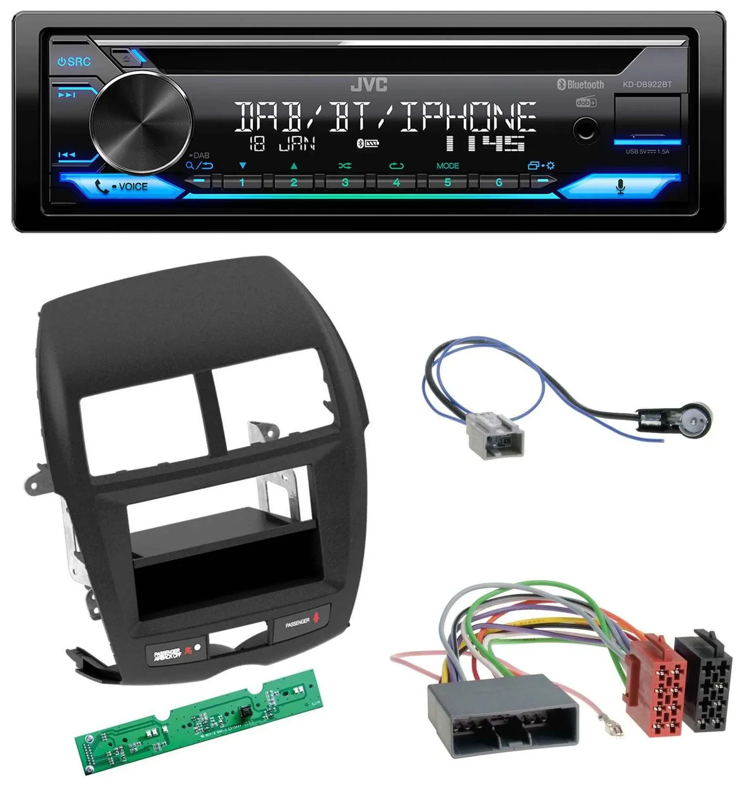 JVC Bluetooth MP3 USB DAB CD Autoradio für Mitsubishi ASX (2010-2014)