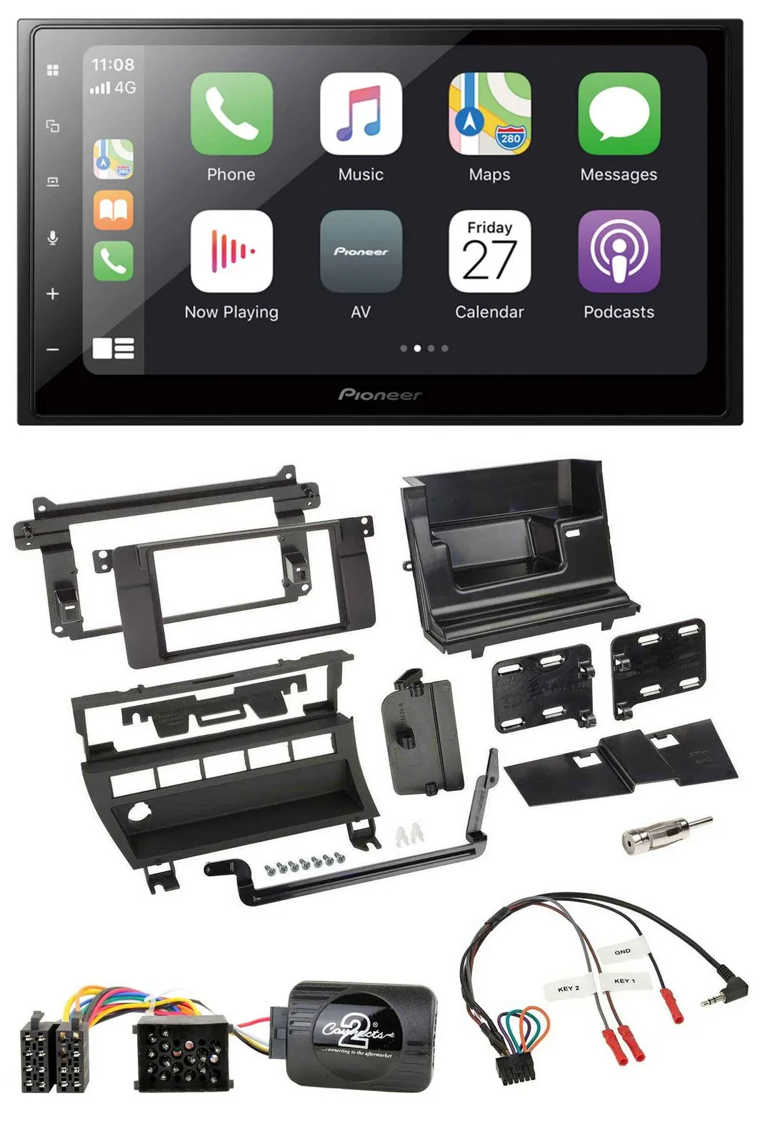 Pioneer Lenkrad Bluetooth DAB 2DIN USB Autoradio für BMW 3er 1999-2006 5 Schalte