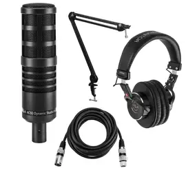 HA AC50 Cardioid Dynamic Studio Broadcast Microphone w/Broadcast Arm  Acc Kit