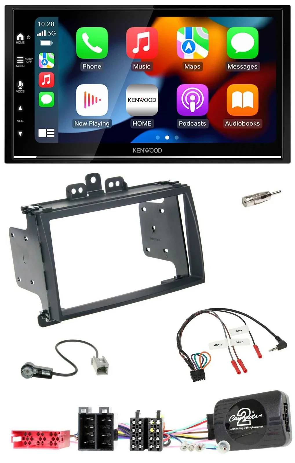 Kenwood DAB USB Bluetooth 2DIN Lenkrad Autoradio für Hyundai i20 09-12 schwarz