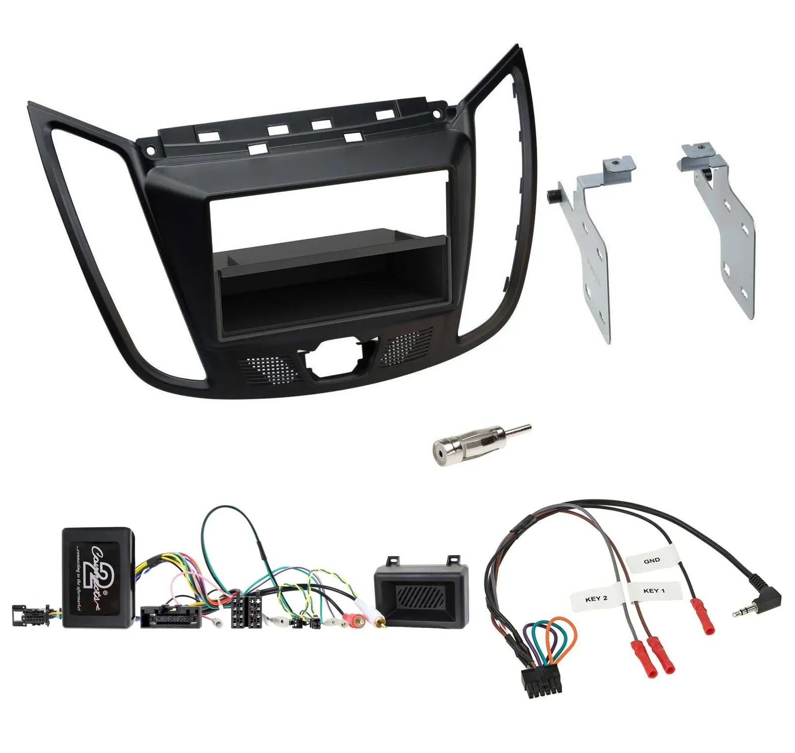 Radioset Lenkradadapter DIN Autoradio für Ford C-Max Kuga matt schwarz