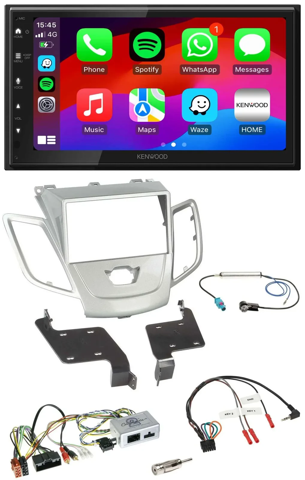 Kenwood Lenkrad USB DAB 2DIN Bluetooth Autoradio für Ford Fiesta 2010-2017 silbe