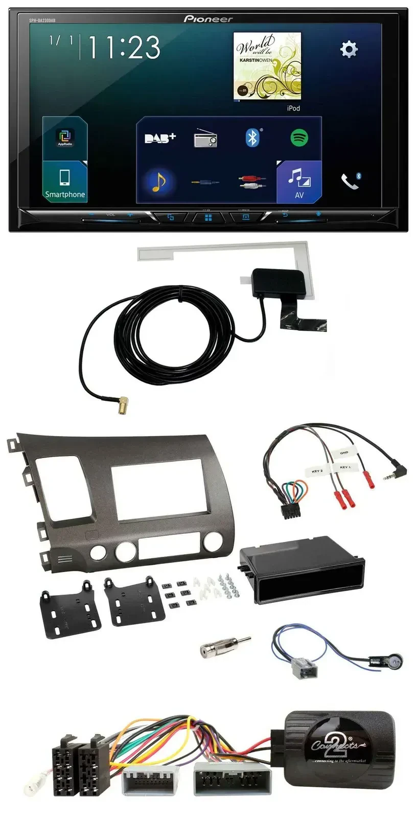 Автомагнитола Pioneer 2-DIN DAB USB Bluetooth для Honda Civic 2006–2010 Hybrid
