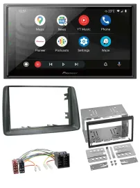 Pioneer USB 2DIN DAB MP3 Bluetooth Autoradio für Fiat Panda 2003-2012 grau