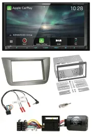 Kenwood Bluetooth USB 2DIN Lenkrad TMC DAB Navigation für Seat Toledo Altea silb