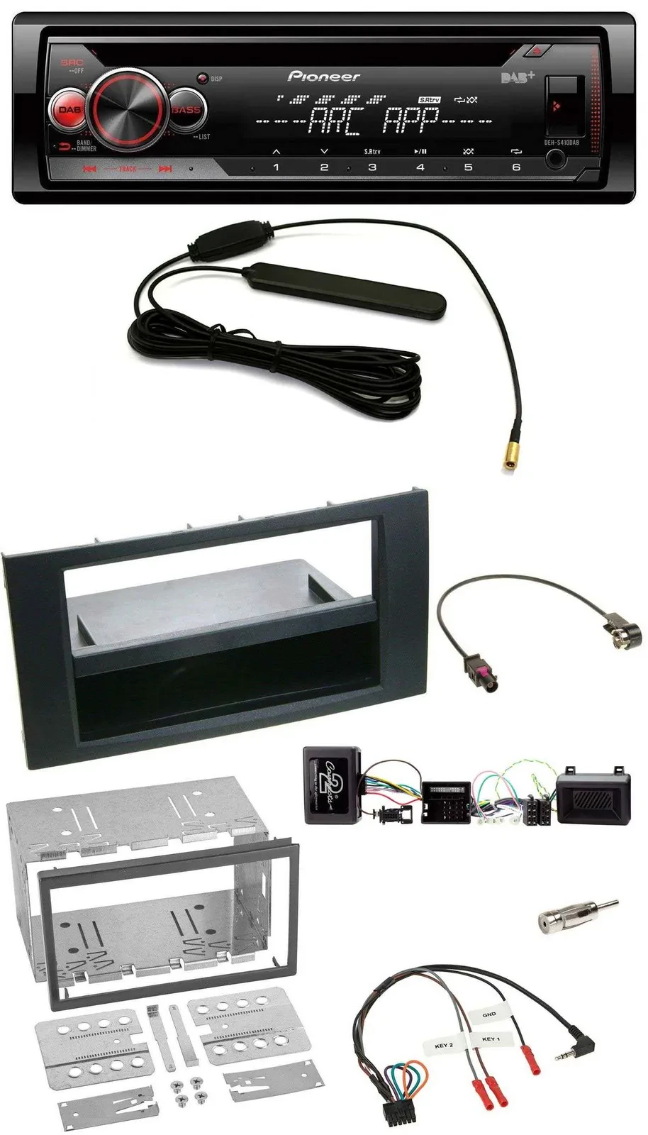 Pioneer CD USB Lenkrad DAB MP3 Autoradio für Ford Kuga 2008-2012 schwarz