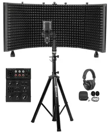 Rockville Pro Recording Kit w/Mixer+Studio Mic+Isolation Shield+Headphones+Stand