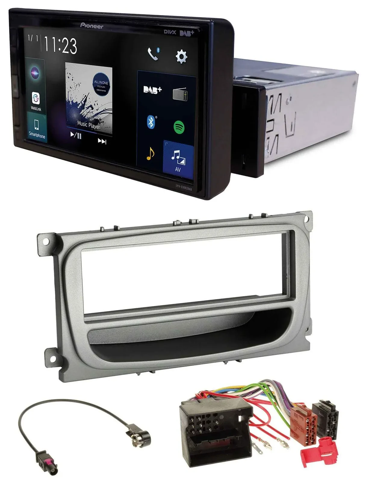 Автомагнитола для Ford Focus/Galaxy/C-Max (с 2007) Pioneer DAB MP3 Bluetooth USB серебристая