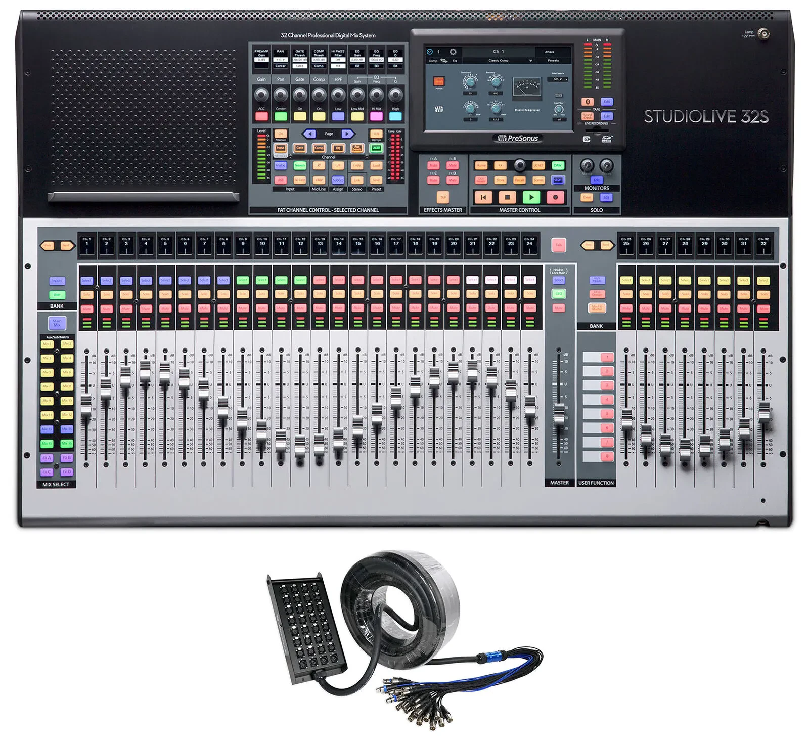 Presonus STUDIOLIVE 32S 32-Channel/22-Bus Digital Mixer+100 Foot XLR Snake Cable