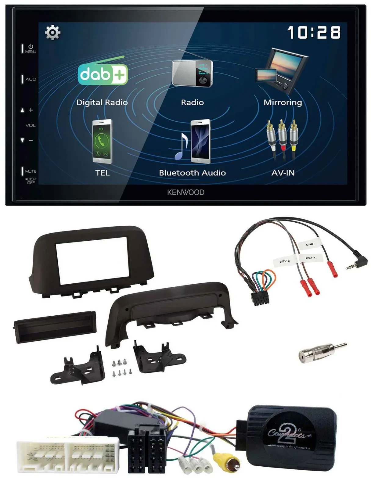 Kenwood 2DIN Bluetooth Lenkrad USB DAB Autoradio für Hyundai Kona ab 2013