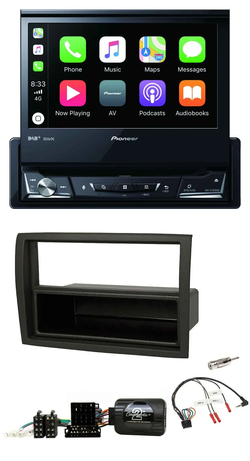 Автомагнитола для Fiat Ducato (2012–2015) Pioneer DVD/Bluetooth/DAB/USB, чёрный