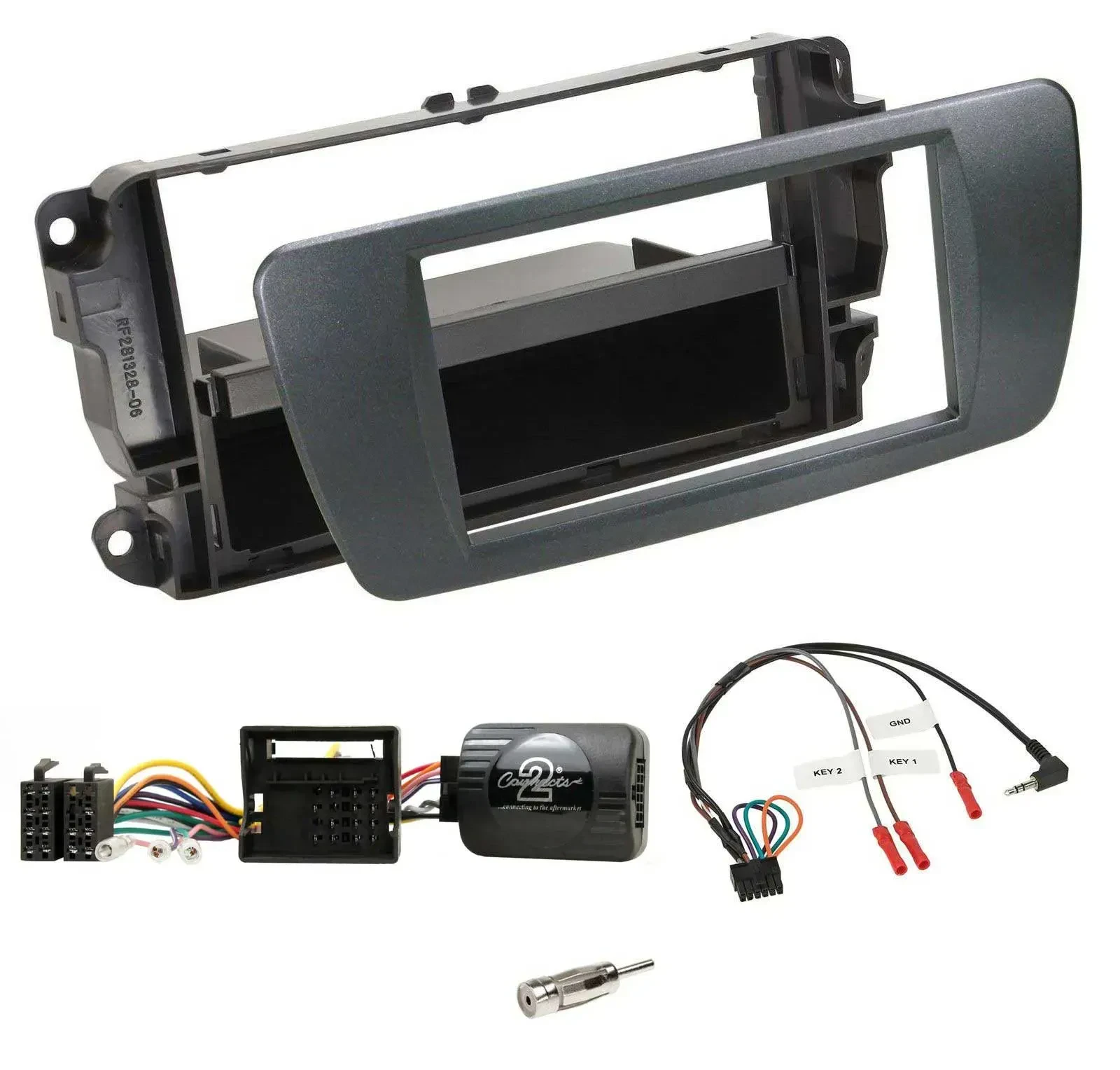 Einbauset Lenkradadapter DIN Autoradio für Seat Ibiza azabacheschwarz