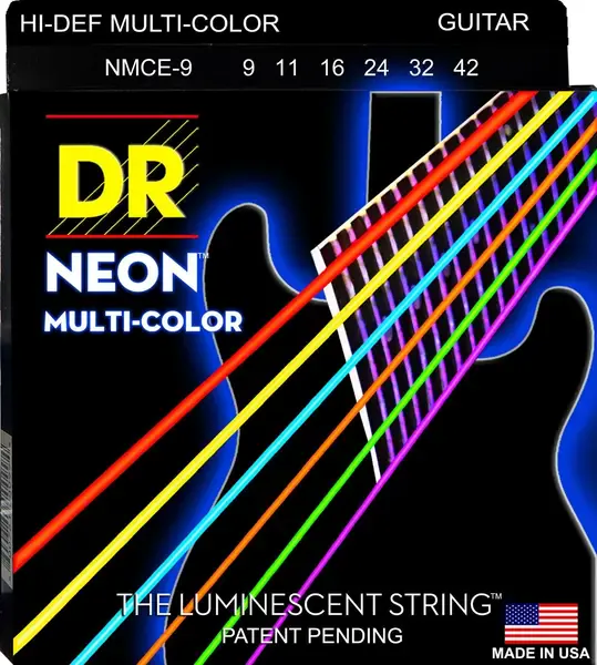 Струны для электрогитары DR Strings NMCE-9 Neon Multi-Color 9-42