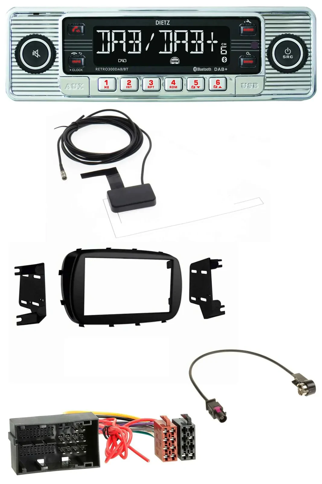 Dietz Bluetooth USB MP3 DAB Autoradio für Fiat 500X (ab 2015)