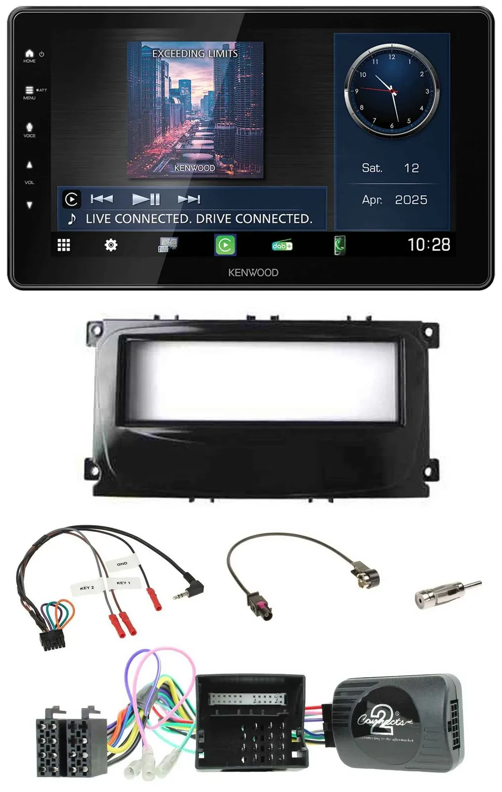 Kenwood Lenkrad Bluetooth USB DAB Autoradio für Ford Mondeo S-Max Can-Bus 07-14