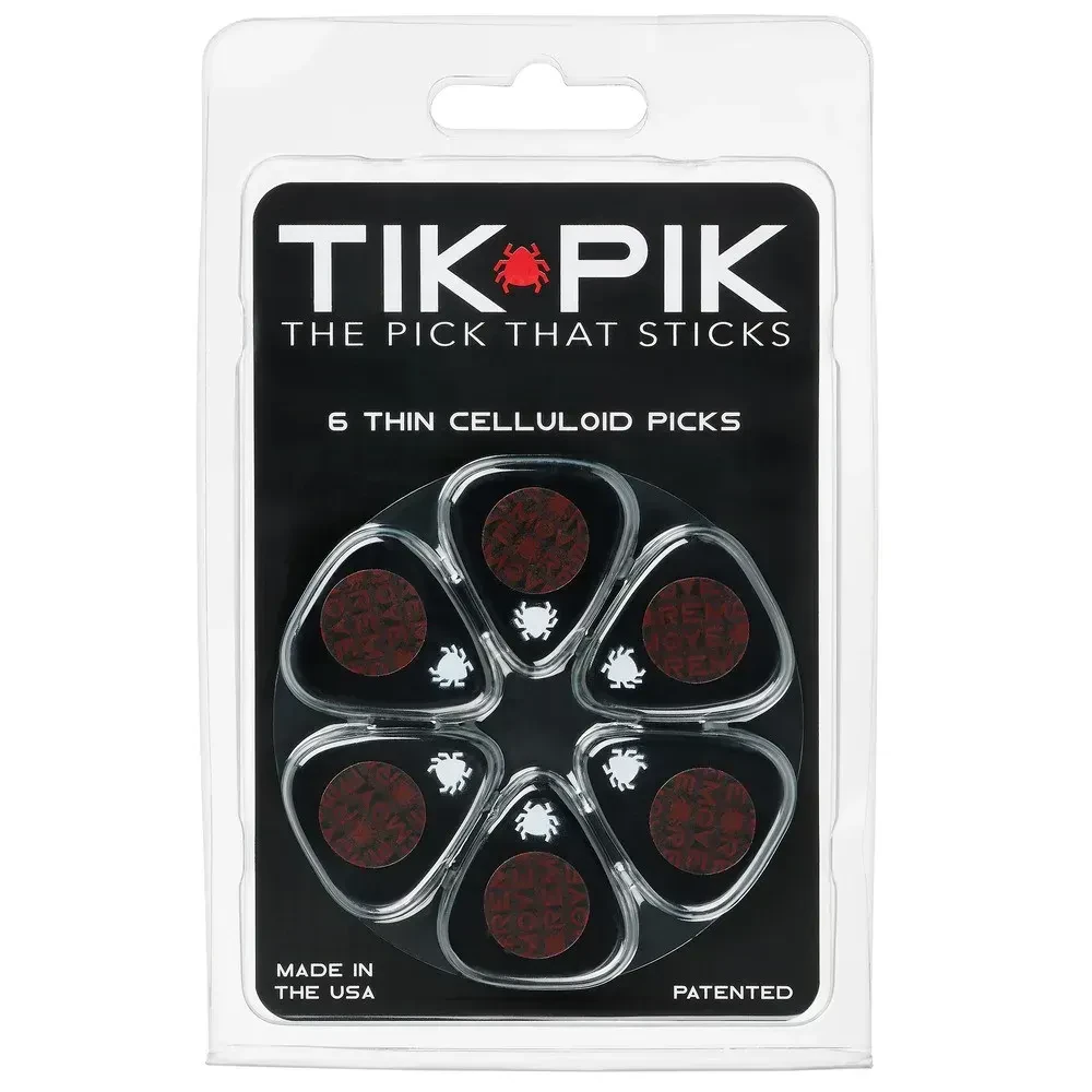 Медиаторы Tik Pik Stick-On Celluloid Thin Black (6 штук)